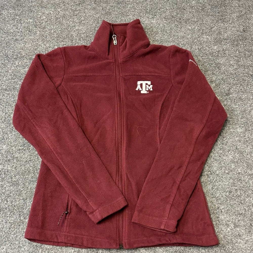 Columbia Fleece Jacket Womens Size S Maroon Texas A&M Full Zip Mock Neck Logo